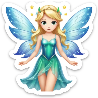 a magical fairy with sparkling wings and flowing dress sticker