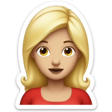 Blonde pregnant woman with close eyes wearing red dress sticker