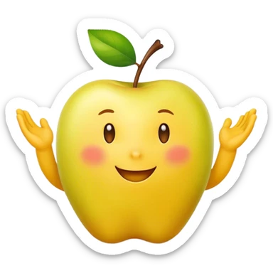 happy yellow apple with hands sticker