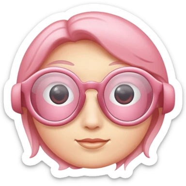 Rose pink glasses, Oval type shaped. sticker