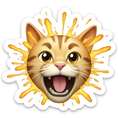 Cat emoji exploding head sticker