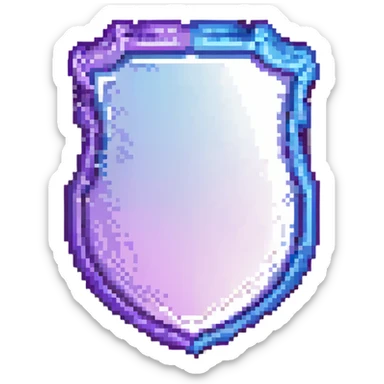 A shield with a blue and purple gradient. sticker