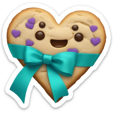 Heart cookie with teal purple awareness ribbon sticker