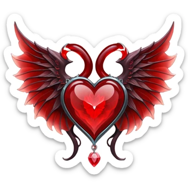 succubus wings, cryhstal heart  sticker