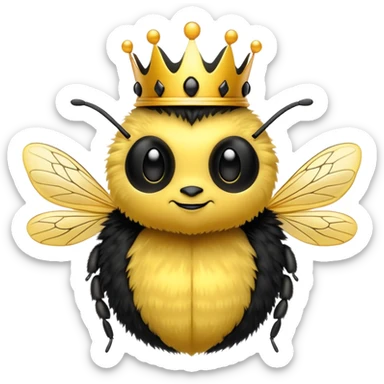 A fluffy bumblebee with a crown  sticker