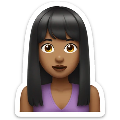 Girl with black straight hair and bangs blowing kiss sticker