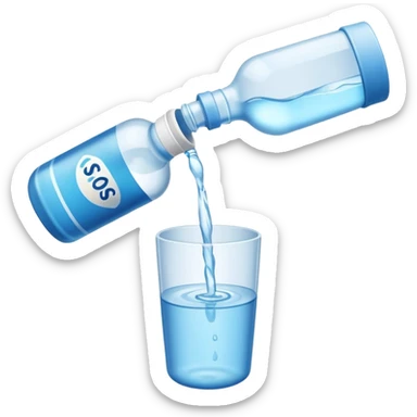 bottle of water pouring out NO GLAS! sticker