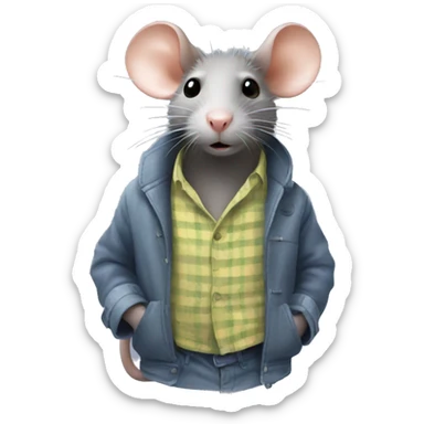 a rat steaming clothes sticker