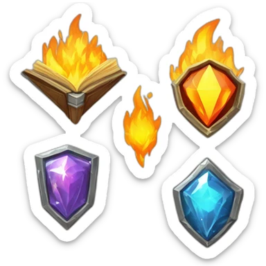 Pixel Badge Book History Paper Diamond Flame Shiny Glow Reward Legendary Unique Epic sticker