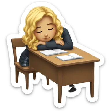 pretty school girl sleeping on desk sticker
