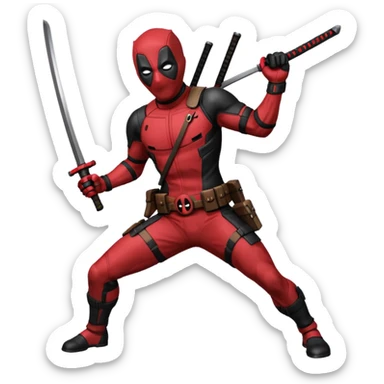 Deadpool with katana sticker