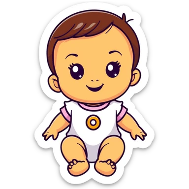 smiling baby girl with big eyes and medium skin tone sticker