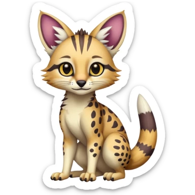 Realistic cute petite Colorful Soft Bobcat-Sergal-Numbat-Serval-Genet-Fakémon-fusion-hybrid-creature sticker