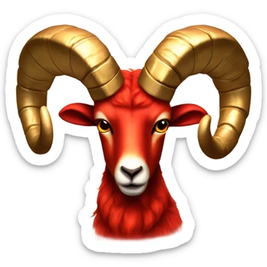 Realistic fire red ram fire flaming red hot fire fur gold horns Aries sticker