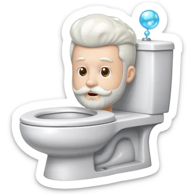 a toilet with a male head coming out of it the head has a little small beard and a bubble from the head t sticker