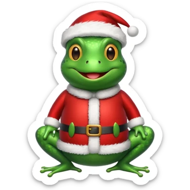 Frog wearing Santa suit sticker