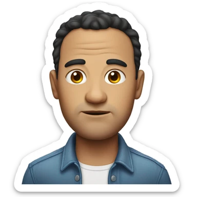 man with oversized forehead and much extra weight sticker