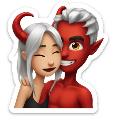 cute devil kiss a girl sticker