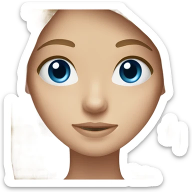 A girl with blue eyes, long light brown hair, and fair skin. sticker