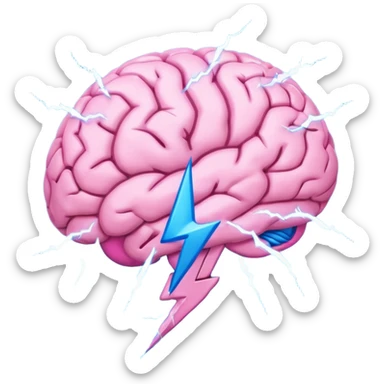 pink brain with a single lighting bolt sticker