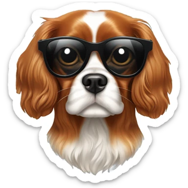 Cavalier king Charles spaniel wearing sunglasses sticker