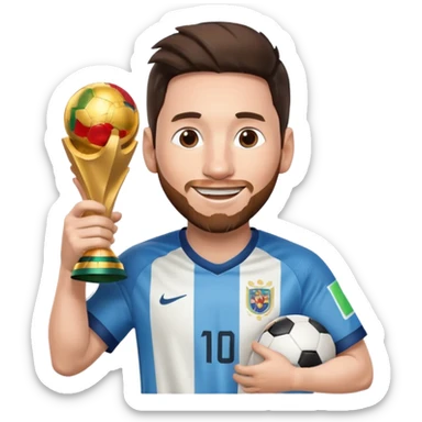 Messi holding the world cup trophy sticker