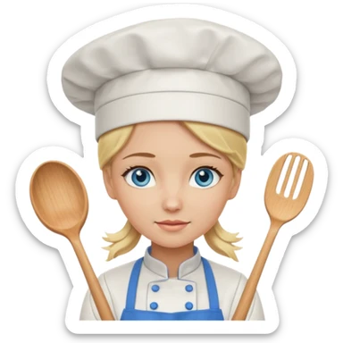 Blonde blue eyed female chef sticker