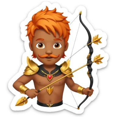 Black cupid with orange hair and mustache sticker