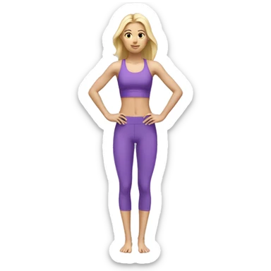 Skinny blonde girl in violet sport set doing Pilates  sticker