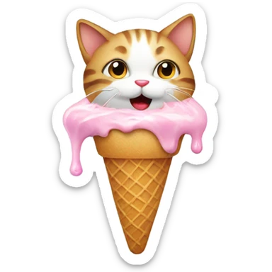 Cute cat eating ice cream  sticker