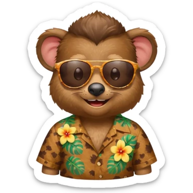 mole with aloha shirt wearing sunglasses sticker