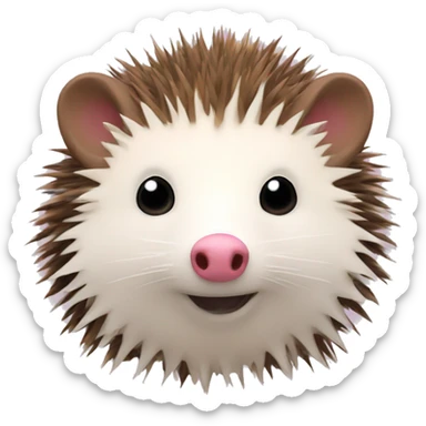 Hedgehog white brown quills one pink ear one brown ear different colored ears  sticker