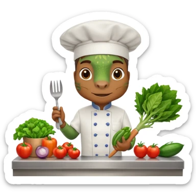 iguana chef with kitchen counter sticker