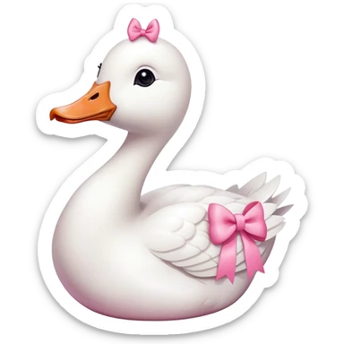 White goose with cute pink bow sticker