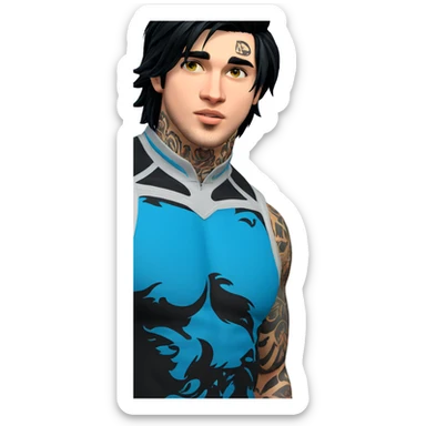 tattooed boy with black hair sticker
