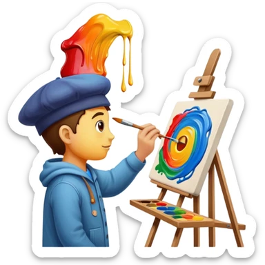artist painting on canvas sticker