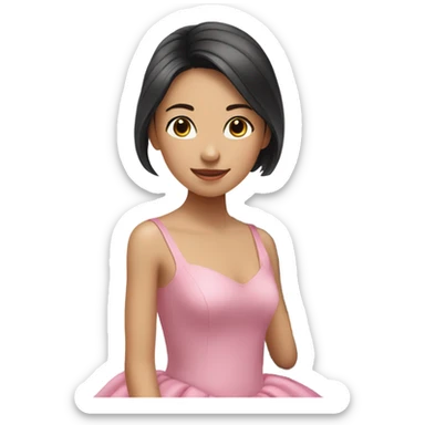 Asian girl pianist with pink dress sticker