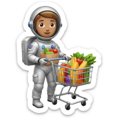 astronauta con carrito de supermercado sticker