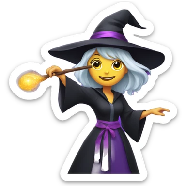 witch casting spell with a Magic wand sticker