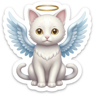Pastel pale whitish shiny divine glorious holy glossy angel cat (Full body) sticker