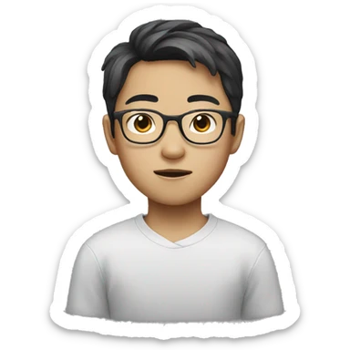 korean boy with glasses sticker