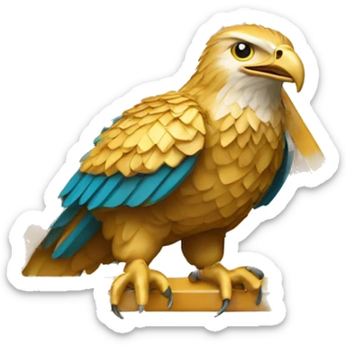 Un águila dorada, estampada en una ficha triangular con las puntas cortadas sticker