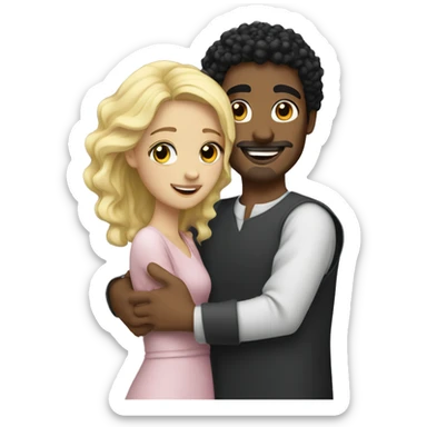 Arab Man black curly hair hugging blonde girl  sticker