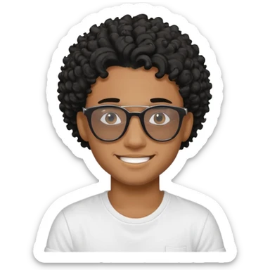 new york, cool young black guy with shades, curly hair, nice smile sticker