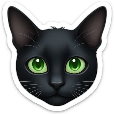 black cat with green eyes and a white stop below the chin in a butterfly shape sticker