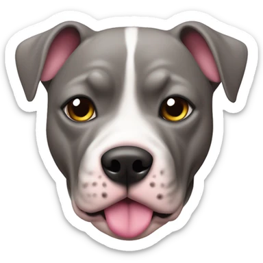 Perro pitbul con manchas grises en la cara con lazo rosa  sticker