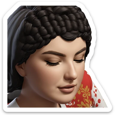elegant girl with closed eyes sticker