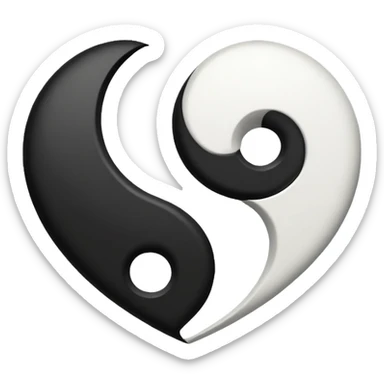 heart shaped yin-yang black and white sticker