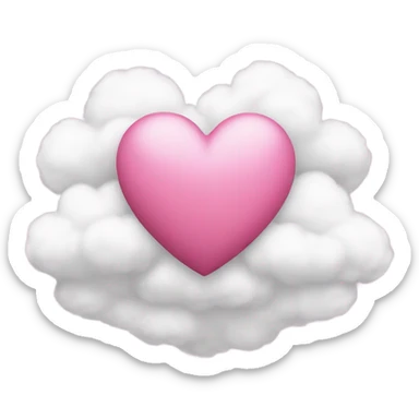 pink heart + cloud sticker