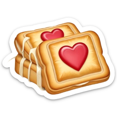 Toaster strudel pastry with hearts sticker